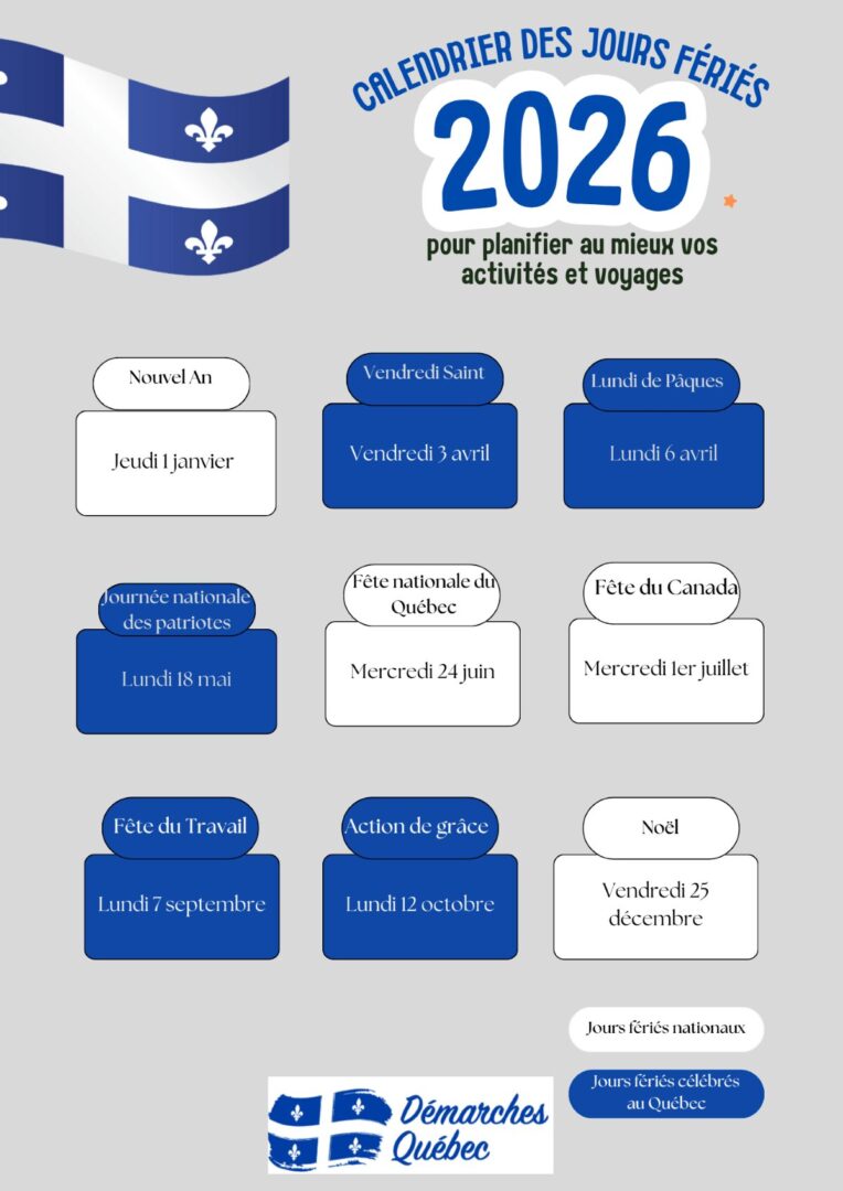 Notez les jours fériés 2026 pour vous reposer, fêter des événements ou passer du temps en famille.